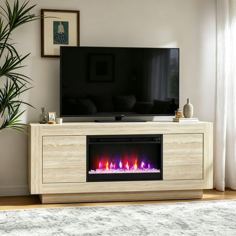 Fireplace TV Stand - Beige