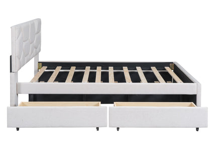 Upholstered Platform Bed With Brick Pattern Headboard And Twin Long Size Trundle