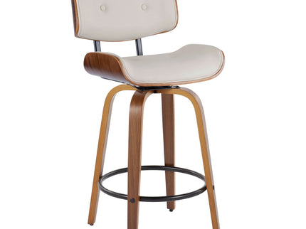Lombardi - Mid-Century Modern Fixed Height Counter Stool With Swivel With Round Footrest (Set of 2)