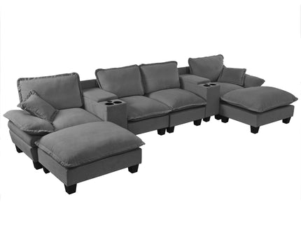 Modular Cloud Couch Sofa With Cup Holders & Storage, USB Port