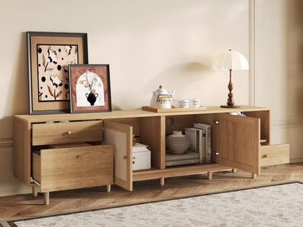 TV Stand With Doors - Natural