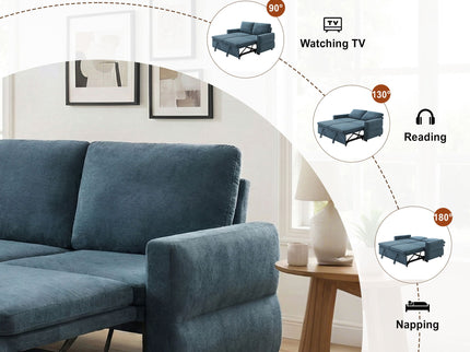 Convertible Sofa Bed Loveseat With Adjustable Backrest And USB Ports