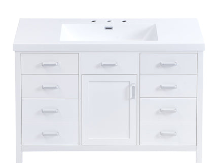 47.25" Modern Bathroom Vanity With Sink, Soft Close Single Door & 6 Drawers - White