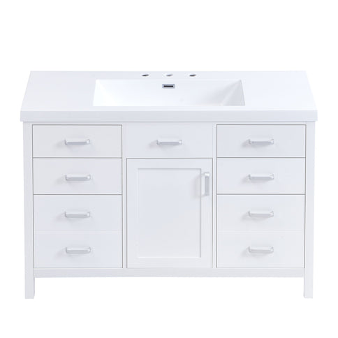 47.25" Modern Bathroom Vanity With Sink, Soft Close Single Door & 6 Drawers - White