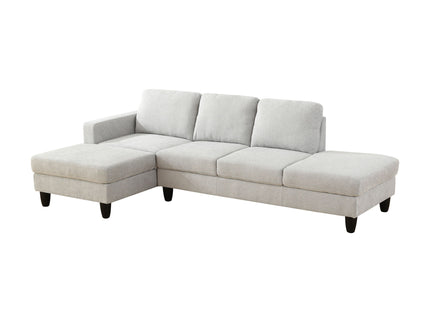 2 Piece L - Shaped Left Chaise Sectional Sofa With Ottoman, Living Room Furniture - White / Gray