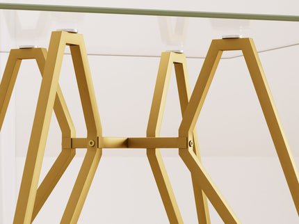 Modern Glass Dining Table With Metal Legs