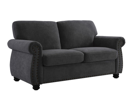 Soft Loveseat, Upholstered 2 Seater Couch, Loose Back Cushions And Turned Legs