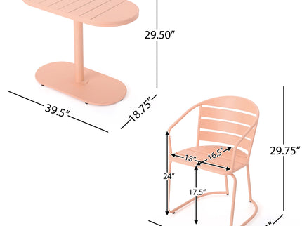3 Piece Elegant Outdoor Bistro Set With 2 Chairs And Oval Table