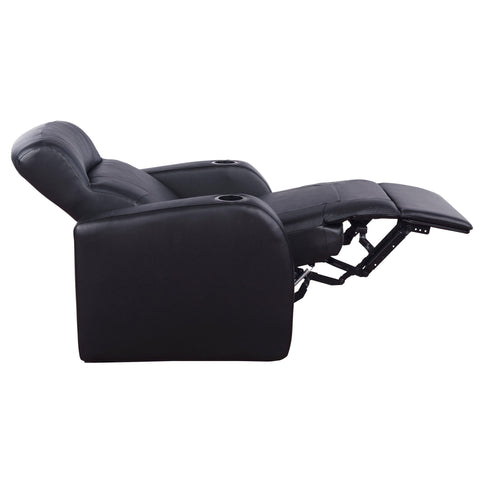 Upholstered Recliner With Cup Holder Comfort Lounge Chair - Black