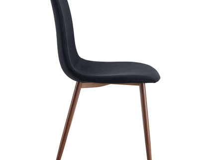 Luxury Simple Chair (Set of 4) Linen Cotton High Resilience Dining Chair With Metal Color Leg - Black / Walnut