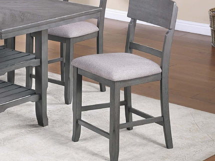 7 Piece Counter Height Dining Set With Storage Shelves, Table & 6 High Chairs - Gray