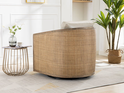 Barrel, Comfy Round Accent Sofa Chair With 360 Degree Swivel, Leisure Arm