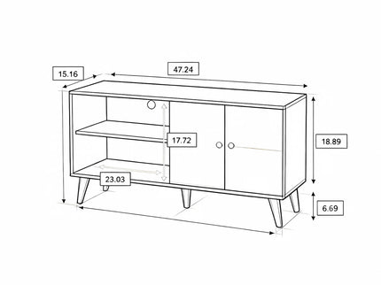 Amidon - TV Stand, With 2 Storage Shelves And 1 Cabinet