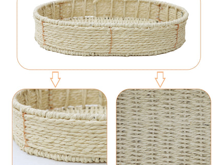 Modern 3 Tier Handwoven Side Table With Oval Organizer