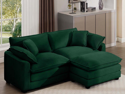 Modern Modular Cushion Sofa With Ottoman, Low Back, Deep Seating Sofa Set