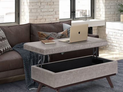 Owen - Lift Top Large Coffee Table Storage Ottoman, Mid Century Style