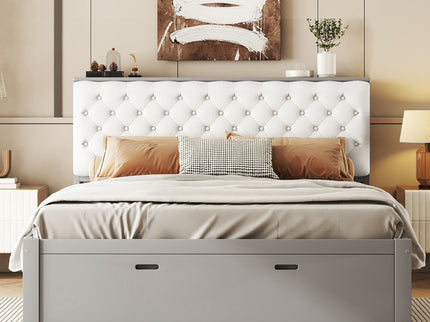 Platform Bed With Storage Headboard, Shoe Rack And 4 Drawers