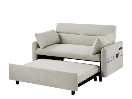 Pull Out Sleep Sofa Bed Loveseats Sofa Couch With Adjsutable Backrest, Storage Pockets, 2 Soft Pillows, USB Ports For Living Room, Bedroom, Apartment, Office