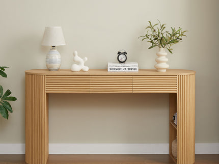 Retro Console Table With Storage, 3 Drawers