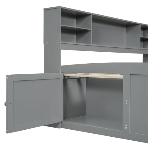 Daybed With 2 Bedside Cabinets, Upper Shelves And 4 Drawers