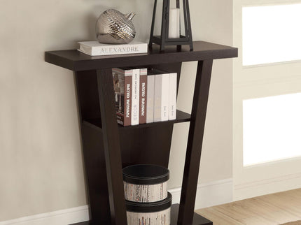2 Shelf Console Table With V Shape Design - Brown