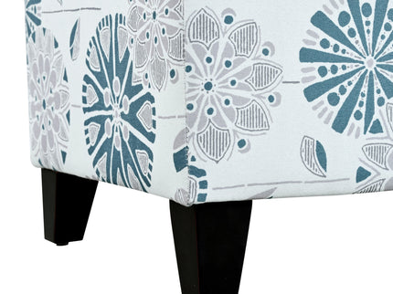 Luxury Storage Ottoman With Floral Patterned Fabric, Soft-Close Hinges, Multi Functional