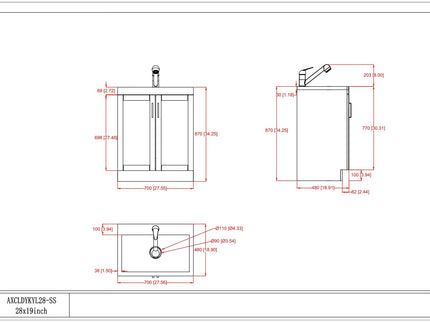 Kyle - Laundry Cabinet & Faucet And Stainless Steel Sink