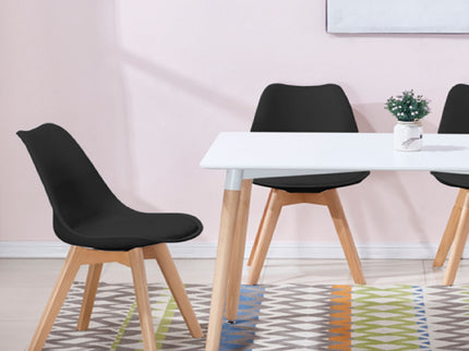 Padded Seat Cushions Home Kitchen Side Chair (Set of 2) - Black