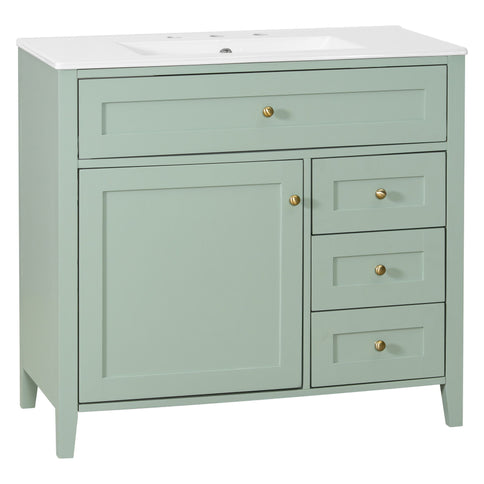 Bathroom Vanity With Sink, Cabinet With 3 Drawers And Adjustable Shelf