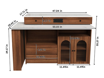 Kitchen Island With Extendable & Rotating Table