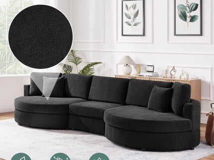 Modern 3 Seater Upholstered Sofa With Curved Design