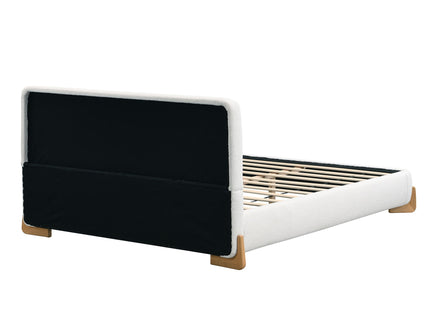 Queen Size Upholstered Bed With Slat Support - White