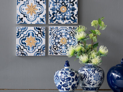 Abstract, And Wall Decor Accents (Set of 4) - White / Blue