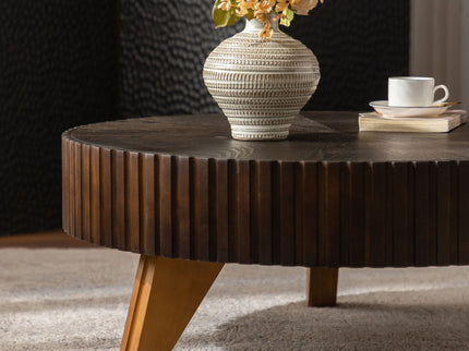 Round Retro Coffee With Solid Wood Legs