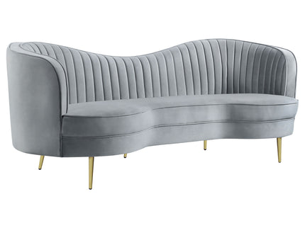 Reigha - Upholstered Sofa Lounge Furniture With Channel Tufted Backrest - Gray