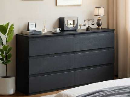 6 Drawer Dresser With Spacious Countertop And Concealed Handles