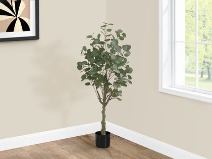 46" Tall, Artificial Plant, Eucalyptus Tree, Indoor, Faux, Fake, Floor, Greenery, Potted, Decorative - Green / Black