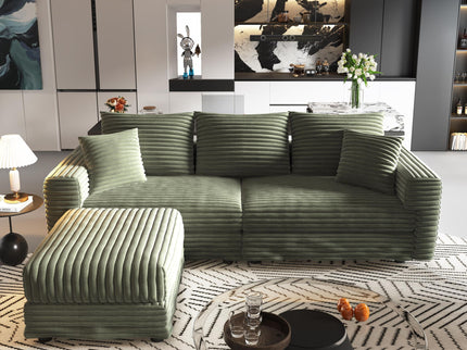 Convertible Deep Seat Sofa With Soft Pillows And Ottomans