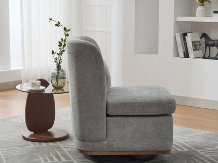 Wide Modern Cushioned Armless Metal Base 360° Swivel Chair With Pillow
