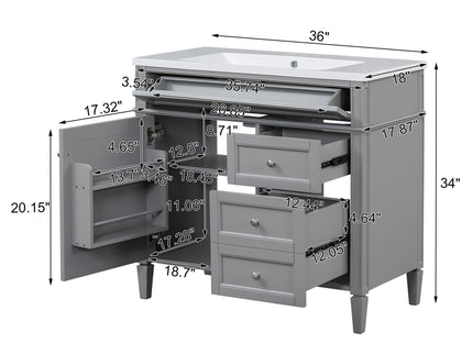 Bathroom Vanity & Top Sink, Modern Bathroom Storage Cabinet With 2 Drawers And A Tip-Out Drawer