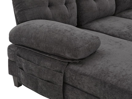 U-Shaped Sectional Sofa 103.5" Fabric Couch With Dual Chaise Lounges, Storage Pockets, Armrest Pillows
