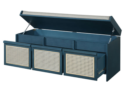 Entryway Shoe Bench With Drawers & Button Tufted Cushion