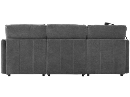 Modern Modular U-Shaped Sofa Bed With Movable Ottoman, USB Ports, Phone Holder