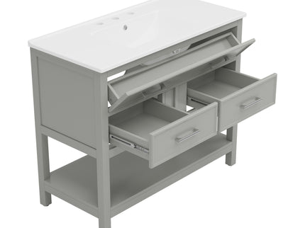 Bathroom Vanity With Ceramic Sink, Tip Out Tray & 2 Full Extension Drawers