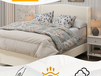 Platform Bed Frame With Tall Headboard And High Footboard