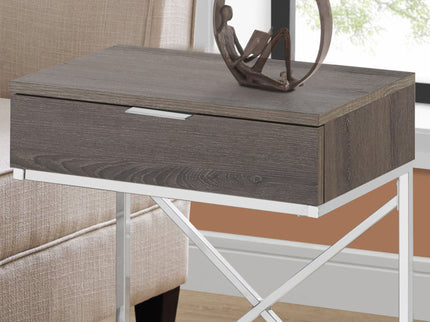 Accent Side Table, Storage Drawer, Contemporary - Taupe