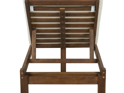 Adjustable Outdoor Patio Lounge Chair Chaise Lounge - Beige / Walnut