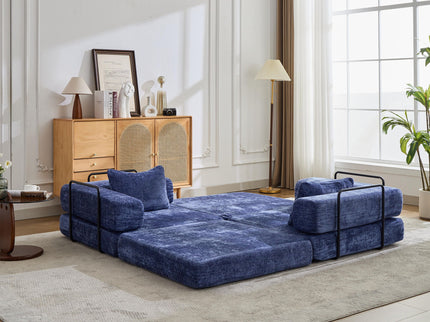 Convertible Floor Sofa Bed With Pillow Back Support Armrest