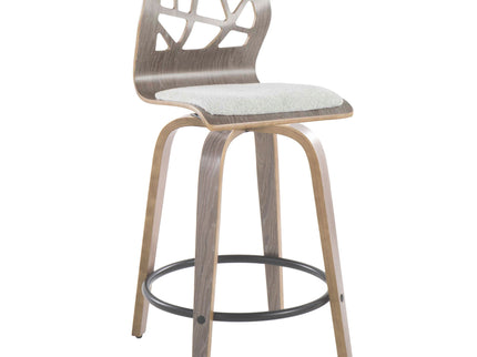 Folia - Contemporary Fixed Height Stool With Swivel With Round Footrest (Set of 2)