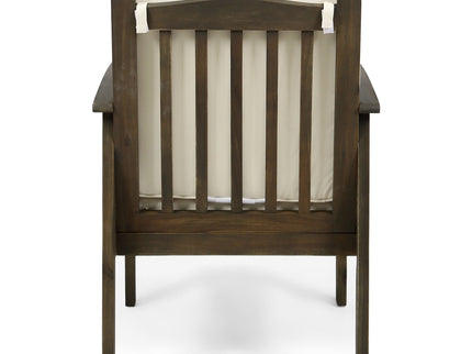 Casa Acacia Wood Club Chairs (Set of 2) With Water Resistant Cushions - Gray / Cream